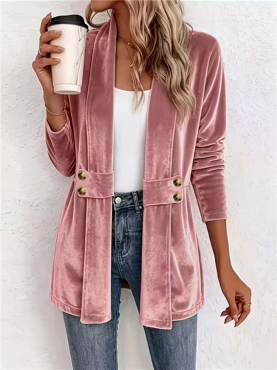 Retro Elegant Long Sleeve Casual Loose Stylish Velvet Cardigan Coat