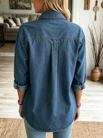 Women's Pearl Embellished Longline Denim Shirt