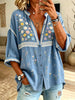 Women's Daisy Floral Print Button-Down Shirt