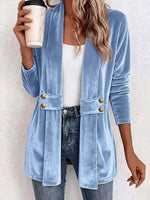 Retro Elegant Long Sleeve Casual Loose Stylish Velvet Cardigan Coat