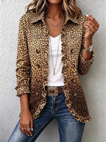 Women's Ombre Leopard Ruffle Blazer Jacket