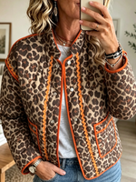 Women's Quilted Leopard Jacket with Ric-Rac Trim
