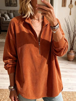 Women's Ribbed Corduroy Half-Zip Pullover