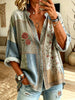 Women's Rose Patchwork Print Button-Down Shirt