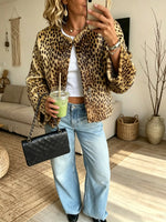 Women's Crop Faux Fur Leopard Print Jacket