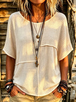 Women's Textured Ribbed Short Sleeve Top