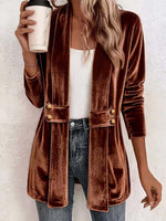 Retro Elegant Long Sleeve Casual Loose Stylish Velvet Cardigan Coat