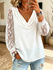 Women's Cowl Neck Lace Sleeve Blouse