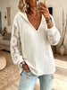 Women Solid Sunflower Lace Spliced Hooded Knit Top