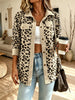 Women Leopard Print Corduroy Collared Jacket
