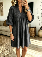Women's Lace Trim Ruffle Sleeve Mini Dress
