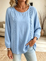 Women's Ruffle Trim Long Sleeve Blouse