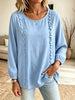 Women's Ruffle Trim Long Sleeve Blouse