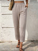 Women's Elastic Waist Floral Eyelet Cutout Cropped Casual Pants