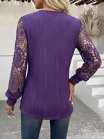 Retro Floral Lace Hollow Patchwork Long Sleeve Casual Stylish Shirt