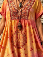 Women's Sunset Celestial Peace Print Maxi Dress