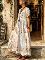 Women's Pastel Rose Dragonfly Print Maxi Dress