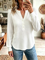 Women's Waffle Knit Henley Top