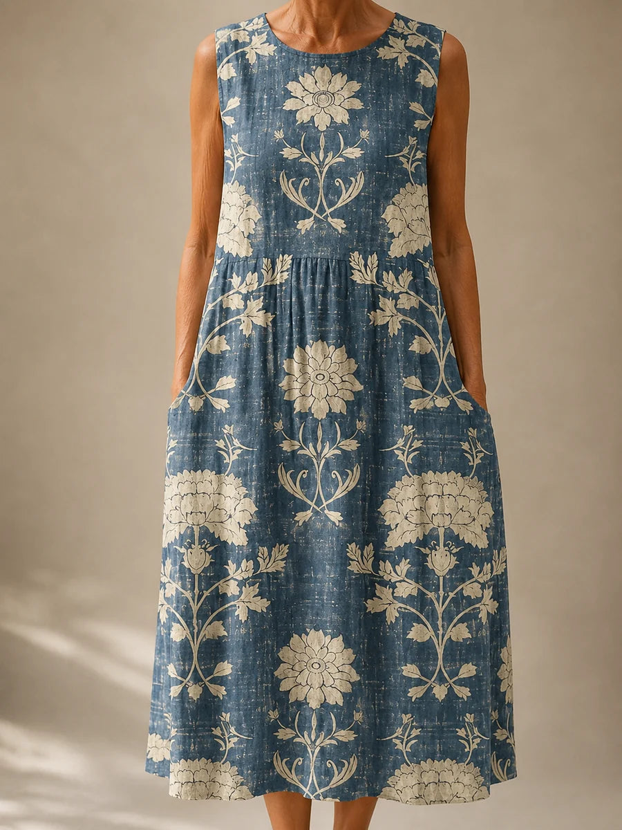 Women's Vintage Floral Tank Maxi Dress