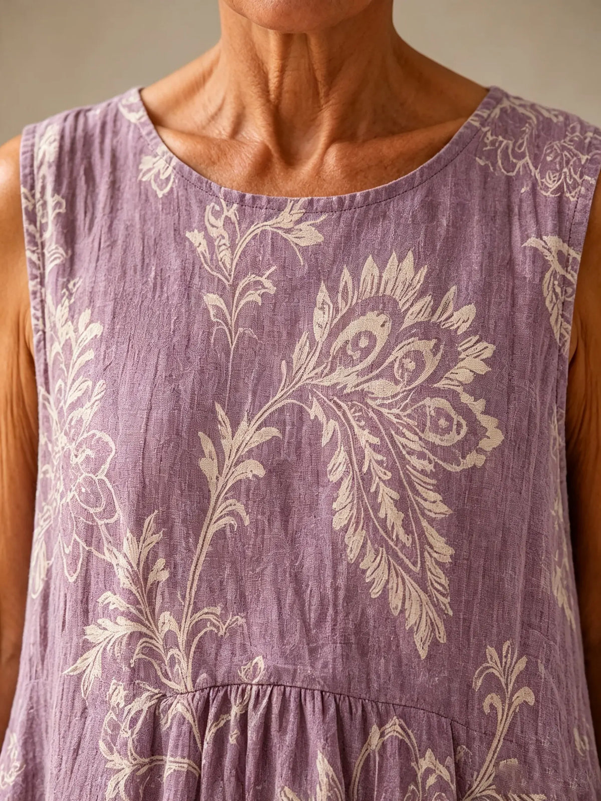 Women's Lavender Floral Balloon Hem Dress