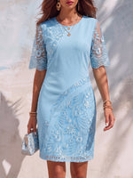 Vintage Elegant Chiffon Embroidered Patchwork Dress