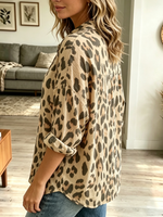 Women's Leopard Print Button-Down Shirt