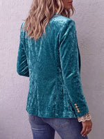 Vintage Elegant Velvet Patchwork Buttons Jacket