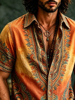 Men's Bohemian Mandala Print Button-Up Shirt