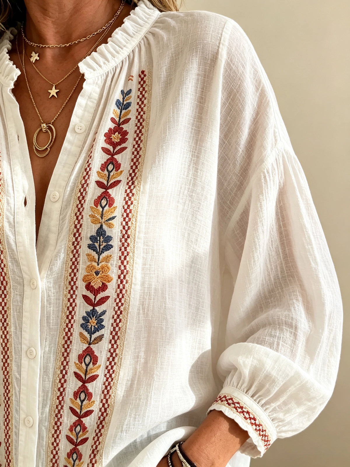 Women's Tribal Button-Down Blouse