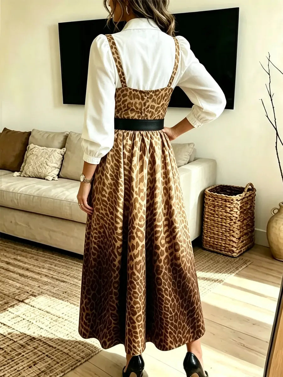 Retro Leopard Pattern Art Casual Sleeveless Stylish Midi Dress