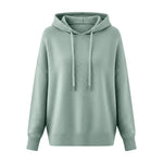 Women Solid Color Drawstring Hooded Knit Pullover Sweater