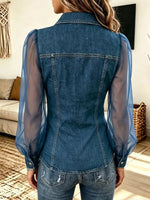 Retro Chic Long Sleeve Casual Stylish Denim Patchwork Shirt
