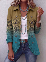 Vintage Elegant Pattern Patchwork Ruffled Jacket