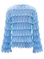 Women 3D Petal Crochet Knit Sweater Loose Bell Long Sleeve Hollow Out Pullover Top