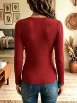 Women's Asymmetrical Hem Button-Down Ribbed Cardigan