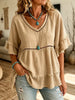 Women's Cutout Fringe Linen Blouse