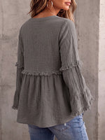 Vintage Elegant Cotton And Linen Patchwork Tassel Shirt Top