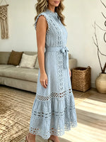 Women's Eyelet Lace Tiered Dress