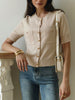 Elegant Button Pockets Short Sleeve Casual Knitted Cardigan Sweater