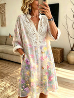 Women's Floral Crochet Lace Shirt Dress