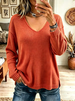 Women's V-Neck Ribbed Pullover Sweater
