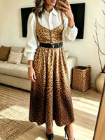 Retro Leopard Pattern Art Casual Sleeveless Stylish Midi Dress