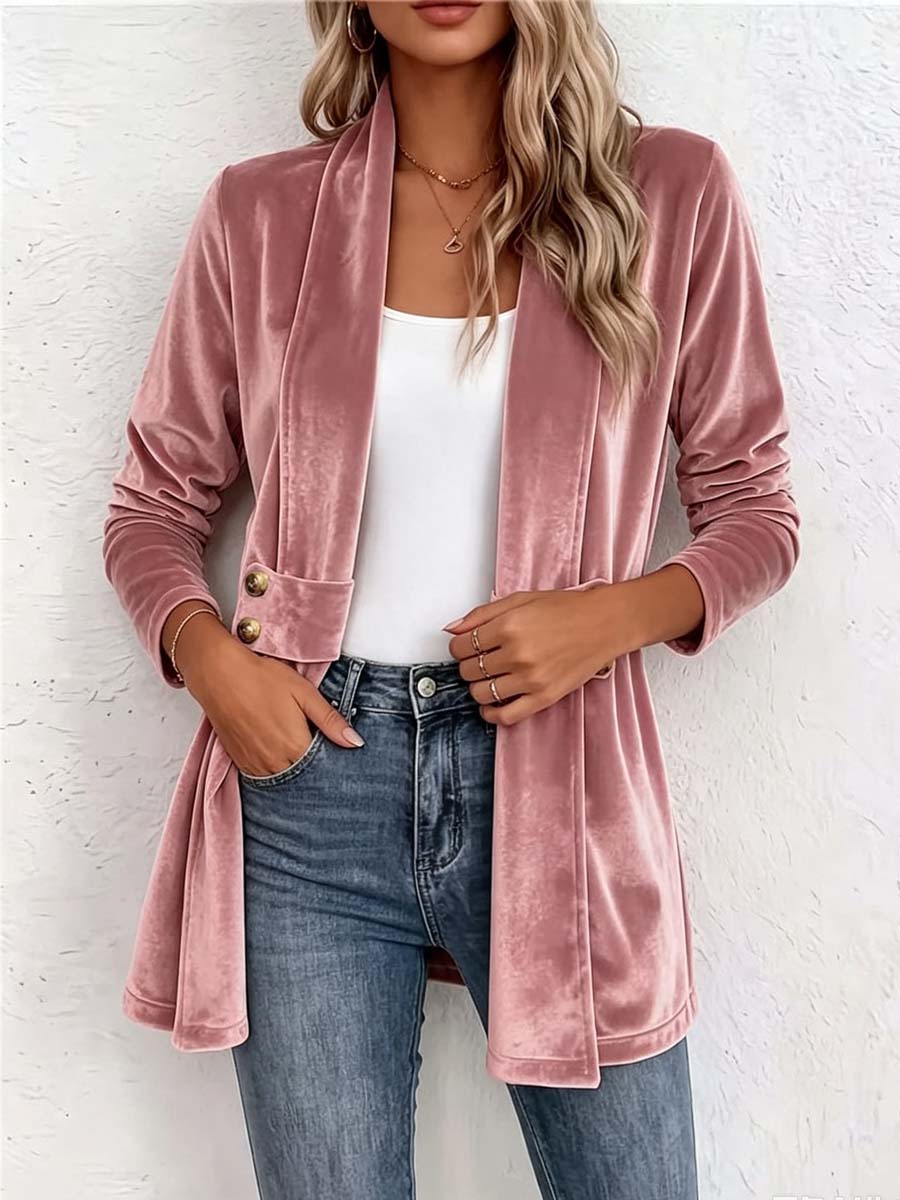 Retro Elegant Long Sleeve Casual Loose Stylish Velvet Cardigan Coat