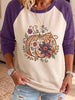 Halloween Floral Pumpkin Raglan Long Sleeve Fall Casual Sweatshirt