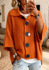 Collared Big Button Chunky Knit 3/4 Sleeve Cardigan