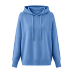 Women Solid Color Drawstring Hooded Knit Pullover Sweater