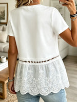 Women's Eyelet Lace Peplum T-Shirt