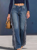 Women's High-waisted Loose-fit Wide-leg Denim Pants With Tassels And Studs