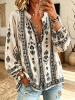Women's Tribal Print Button-Down Blouse