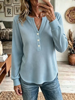Women's Waffle Knit Henley Top